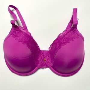 NATORI 32DD BRA Refined Contour Underwire Lace Plunge in Fuchsia 7313219, 1014 p